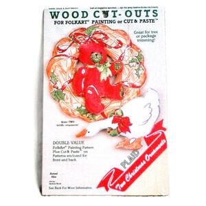 Plaid Christmas Ornaments Two Wood Ready to Paint Goose and Teddy Bear Wreath